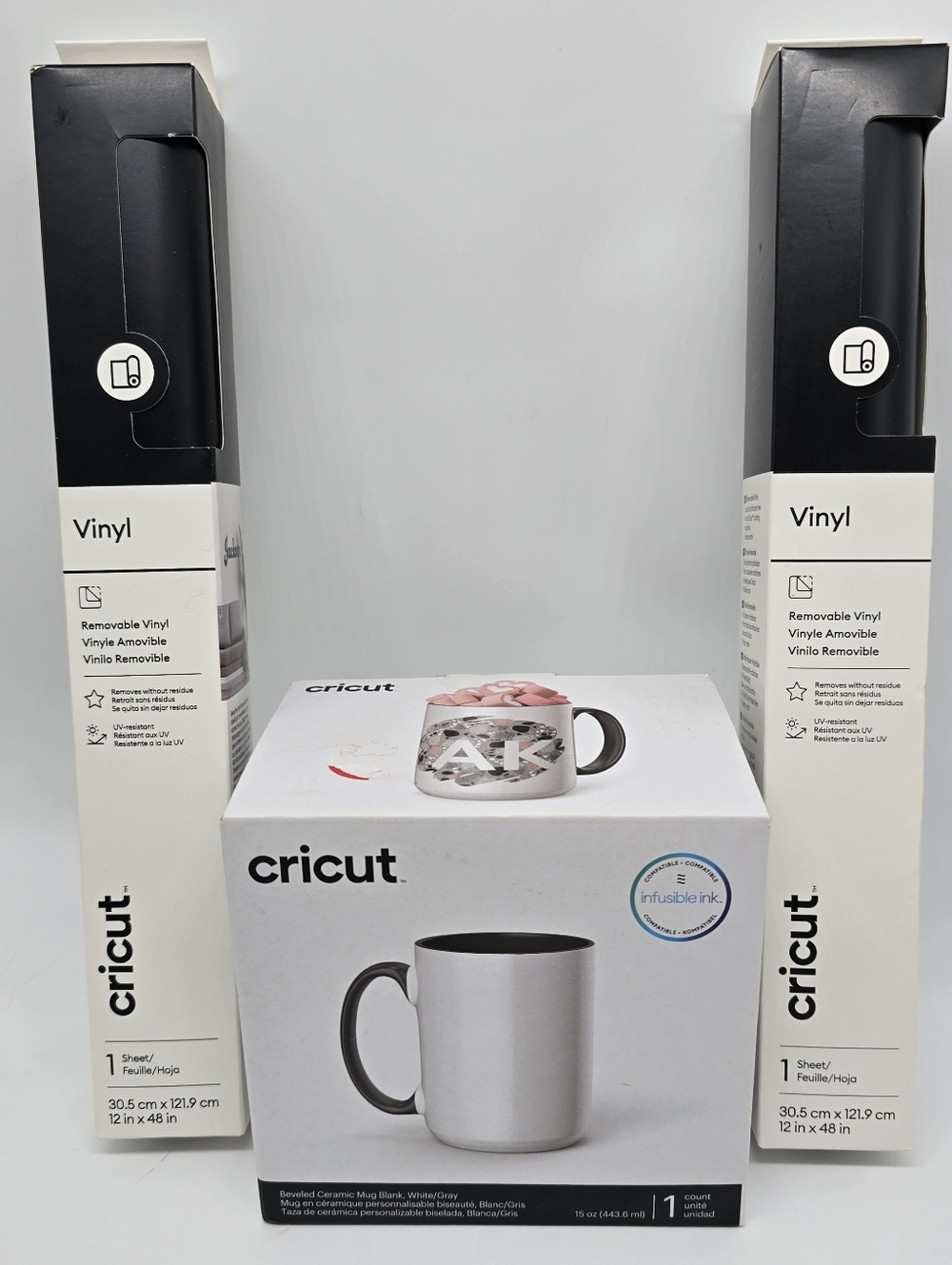 Cricut Infusible Ink Ceramic Mug & 2 Rolls of Removable Black Vinyl